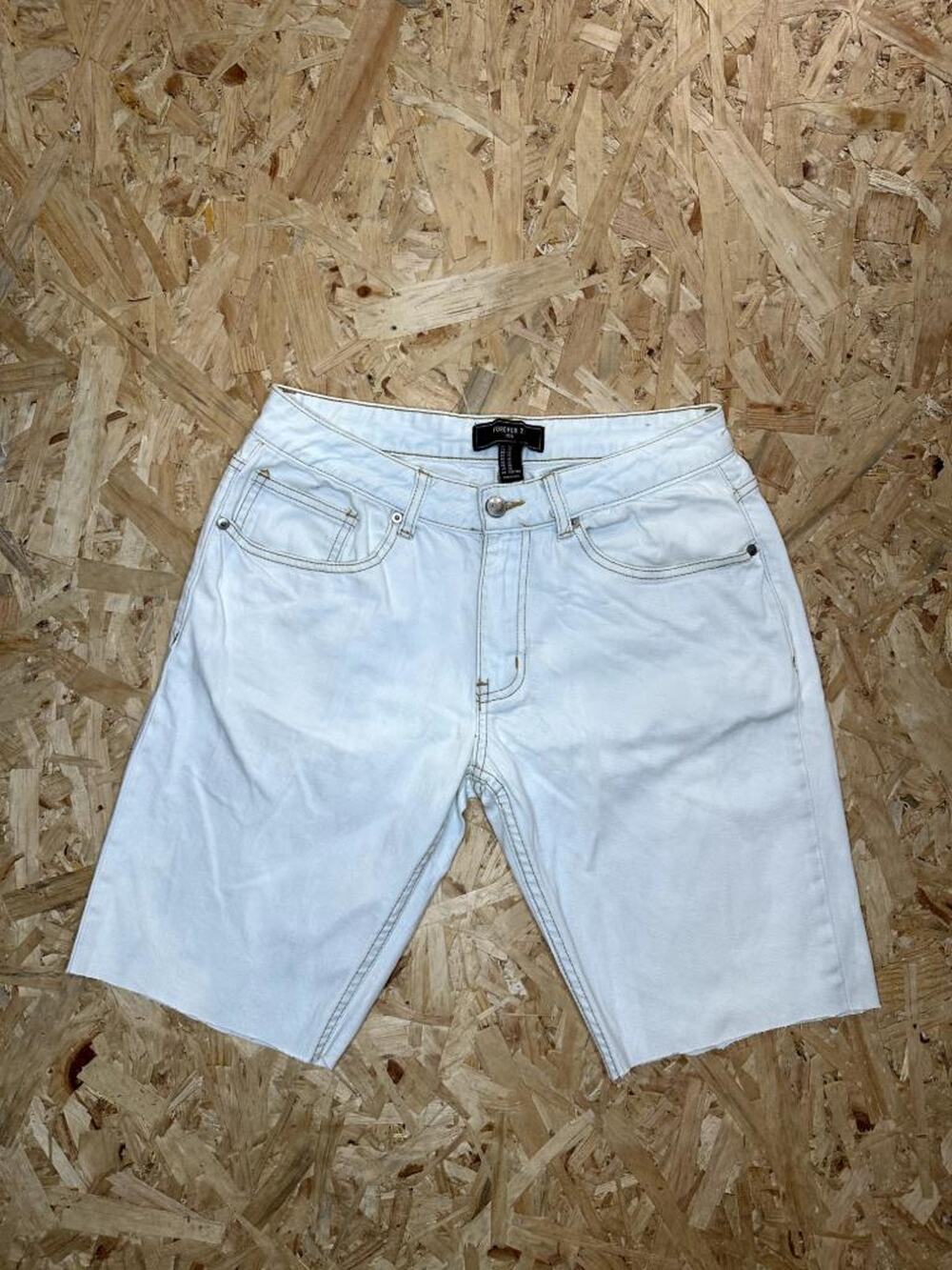 Forever 21 Men Denim Cutoff Shorts Size 30 Light Wash Blue Raw Hem Casual